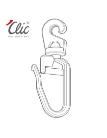 'Clic Faltenlegehaken lang drehbar HH07  für 'Clic Gleiter mit Quersöse, Box à 100 Stk._1044